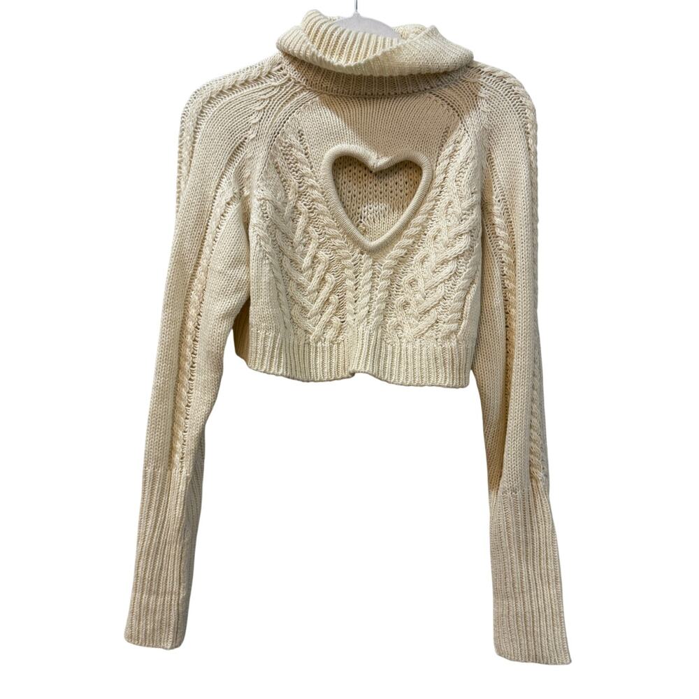For Love and Lemons Vera Cropped Cut Out Sweater Cream - Picture 6 of 10